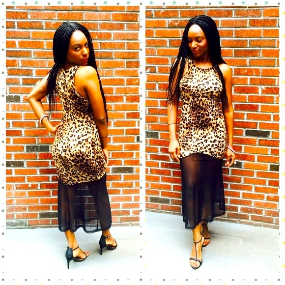 Leopard Animal Print Evening Party Maxi Dress - Picture 2 of 4